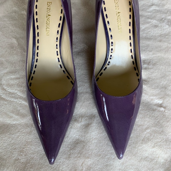 purple patent heels